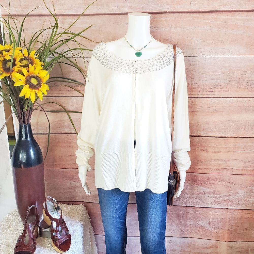 Lane Bryant pretty rhinestone embellished cardigan - Picture 6 of 7